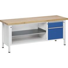 ANKE Workbench, frame construction, 1 drawer 180 mm, 1 drawer 360 mm, sheet steel covering, full extension