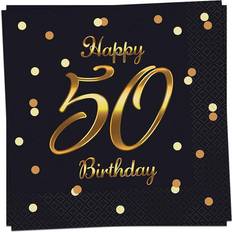 Sort Papirservietter Godan Happy 50 Birthday Sort