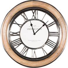 Celestial Polished Nickel & Mango Wood Round 58cm Wall Clock