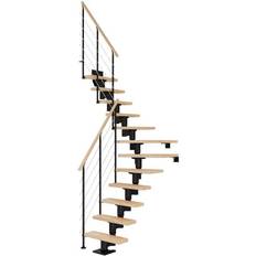 Sort Straight Stairs Dolle Dublin Kvartsvingstrappe 6-Lakeret Bøg 240-292 cm
