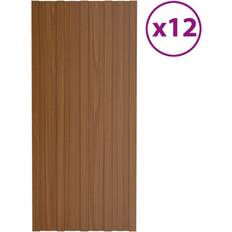 Feuilles de Polycarbonate Be Basic Marron Panneaux de Toiture 12 pcs Acier Galvanisé Marron 100x45 cm