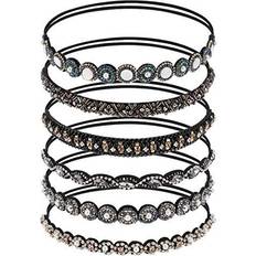 6 Pack Elastic Rhinestone Headbands Vintage Beads Diamond