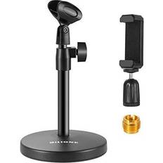 Phone mic BILIONE 3 in 1 Multi-Function Desktop Microphone Stand, Adjustable Table Mic Stand with Microphone Clip, Cell Phone Clip, 5/8" Male to 3/8" Female