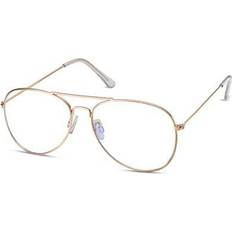 Adult Computer Screen & Blue Light Glasses Twelve Eyewear Unisex Aviator Blue Light Blocking Gold