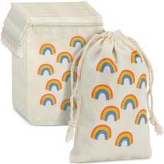 Juvale 12 Pack Small Mini Party Favors Drawstring Gift Bags 4x6 inch for Rainbow Unicorn Kids Birthday