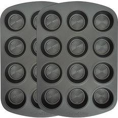 Muffin Trays Taste of Home Set 2 12 Cup Non Stick Metal Muffin Tray