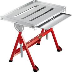 Folding work table VEVOR Welding Table, 31" x 23" Steel Industrial Workbench w/ 400lbs Load Capacity, Adjustable Angle & Height, Casters, Retractable Guide Rails, Three 1.6" Slots Folding Work Bench