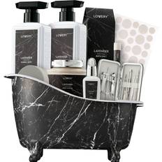 Lovery Birthday Lavender Bath & Body Gift Basket 18-Piece Set - Black