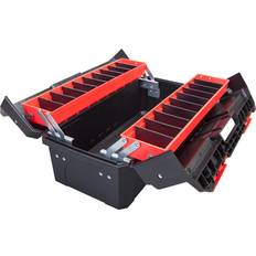 DIY Accessories Big Red 19 in. Plastic Foldable Portable Tool Box with Storage Dividers, Black/Red