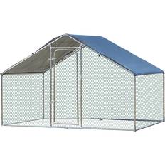 Galvanized metal chicken coop Pawhut Galvanized Large Metal Chicken Coop Cage