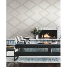 York Wallcoverings 56 sq.ft. .White Diamond Twist Wallpaper, White/Cream