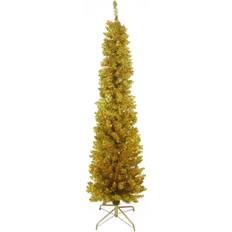 Transparant Kerstbomen Northlight Pre-Lit Gold Artificial Tinsel Pencil Christmas Tree