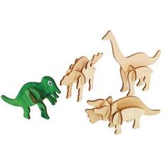 Puslespil Colorations Wooden 3D Puzzle Dinosaur Set of 4