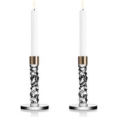 Orrefors Carat Low Pair Candlestick 2.9" 2