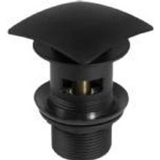 Deante (Slotted) Click-Clack Square Push Button Waste Plug Sink Basin Black Powder Coated