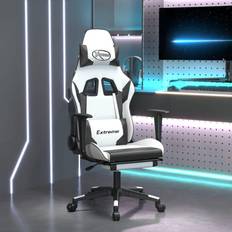 Gaming Chairs vidaXL gamingstol m. massage og fodstøtte kunstlæder hvid sort