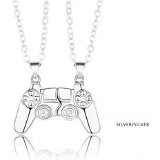 MTK Magnetisk Game Controller Handkontroll Halsband Par Present Silvrig