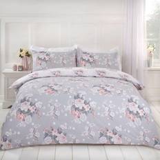 Dreamscene Blush Floral Duvet Cover Silver, Pink, Grey, White, Black