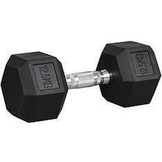 12.5kg hex Homcom 12.5Kg Single Rubber Hex Dumbbell Portable Hand Weights Dumbbell Home Gym