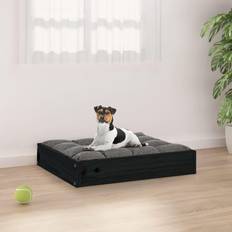 vidaXL hundeseng 51,5x44x9 cm massivt fyrretræ sort
