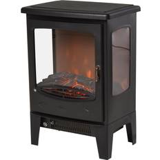 Fireplaces Homcom 1800W Tempered Glass Electric Fireplace Heater Black