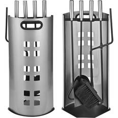 HI Ensemble d'outils de cheminée 5 pcs Argenté 23x15x52 cm Argent