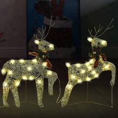 Lampade Natalizie vidaXL Renne di Natale 2 pz Oro 40 LED Lampada Natalizia