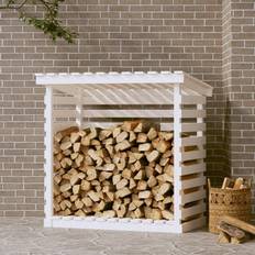 Openhaarden vidaXL Haardhoutrek 108x73x108 cm massief grenenhout wit