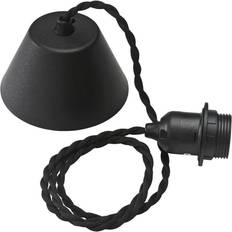 Negro Suspensiones PR Home Cordset Pendelaufhang E27 Textilkabel Schwarz 120 cm Suspensión