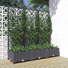 vidaXL plantekasse med espalier 120x40x121,5 PP mørkegrå Plantekasse