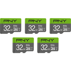 PNY ï¿½ Elite Class 10 U1 100 Mbps microSDHC Flash Memory Cards, 32GB, Pack Of 5 Memory Cards