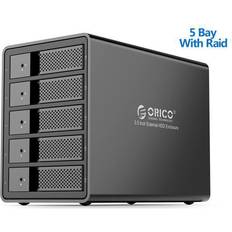 External Enclosures ORICO 5 Bay USB 3.0 to SATA Chia External Hard Drive Enclosure for 3.5 inch HDD Support 80TB Aluminum Alloy Support RAID