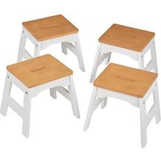 Beige Stools Melissa & Doug Wooden Stools - Set of 4 White/Natural