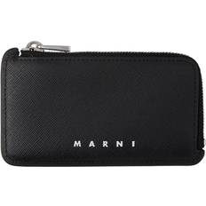 Marni Leren Portemonnee Met Logoprint - Zwart