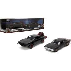 Car for kids Jada Fast & Furious 1:32 Dom's Dodge Charger & 1968 Dodge Charger Widebody Die-cast Car Twin Pack, Toys for Kids and Adults