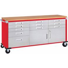 Rolling work bench Seville Classics Rolling Cabinet Workbench, Red