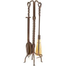 Fireplaces Minuteman International Twisted Rope Fireplace Tool Set Roman Bronze Finish