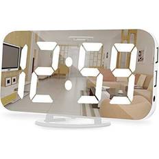 Alarm Clocks Digital Alarm Clock,6.5 Inch Large Display LED Mirror Electronic Clocks, with Snooze,12/24H,Dual USB Charging Ports, 3 Adjustable Brightness,for Bedroom Home Office -White