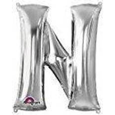 Amscan Letter N Supershape Silver Foil Balloon 34/86cm P50