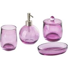 Morado Decoración y Almacenamiento Baños Beliani Conjunto De Baño De Vidrio Violeta Dispensador 11 cm