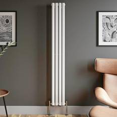 Duratherm 1800x240mm Designer Radiator Vertical White Oval Column Rads Single Panel
