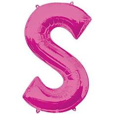 Ballons lettres Amscan Ballon En Aluminium Rose Avec Lettre S 86 cm