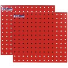 Loops 2 PACK 500 x 500mm Red Wall Mounted Tool Storage Hook Panel Warehouse Tray