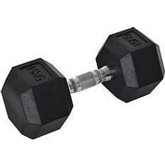 Homcom 15Kg Single Rubber Hex Dumbbell Portable Hand Weights Dumbbell Home Gym