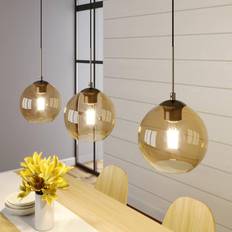 Lindby Sofian Amber/Brass Pendant Lamp