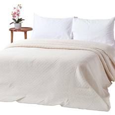 Coton Couvre-lits Homescapes Cream Cotton Rich MetelassÃ© Diamond Bedspread Natural, White