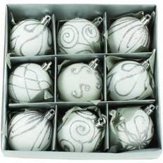 Silver Christmas Tree Ornaments Premier Set of Nine White Baubles 6cm Christmas Tree Ornament