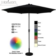 Horizon 3m Black Parasol Aluminium Crank Garden - Black