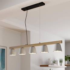 Lucande Kalinda Grey/Oak Pendellampa