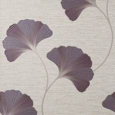 Crown Fine Decor Miya Ginko Plum Wallpaper FD43150